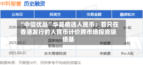“中信优品	”华夏精选人民币：首只在香港发行的人民币计价跨市场投资级债基-第3张图片